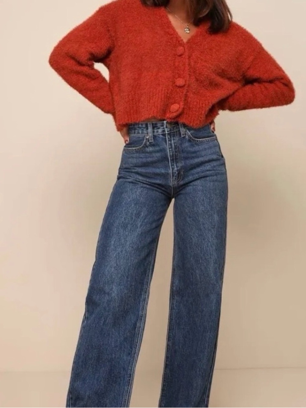 Just Black High-Rise Wide-Leg Jeans in Dark Blue Wash